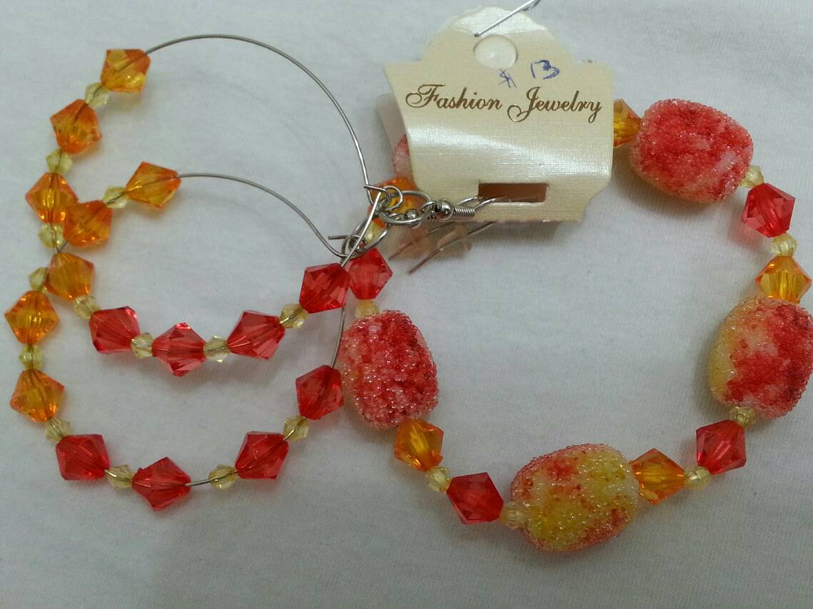 orange, red yellow bracelet